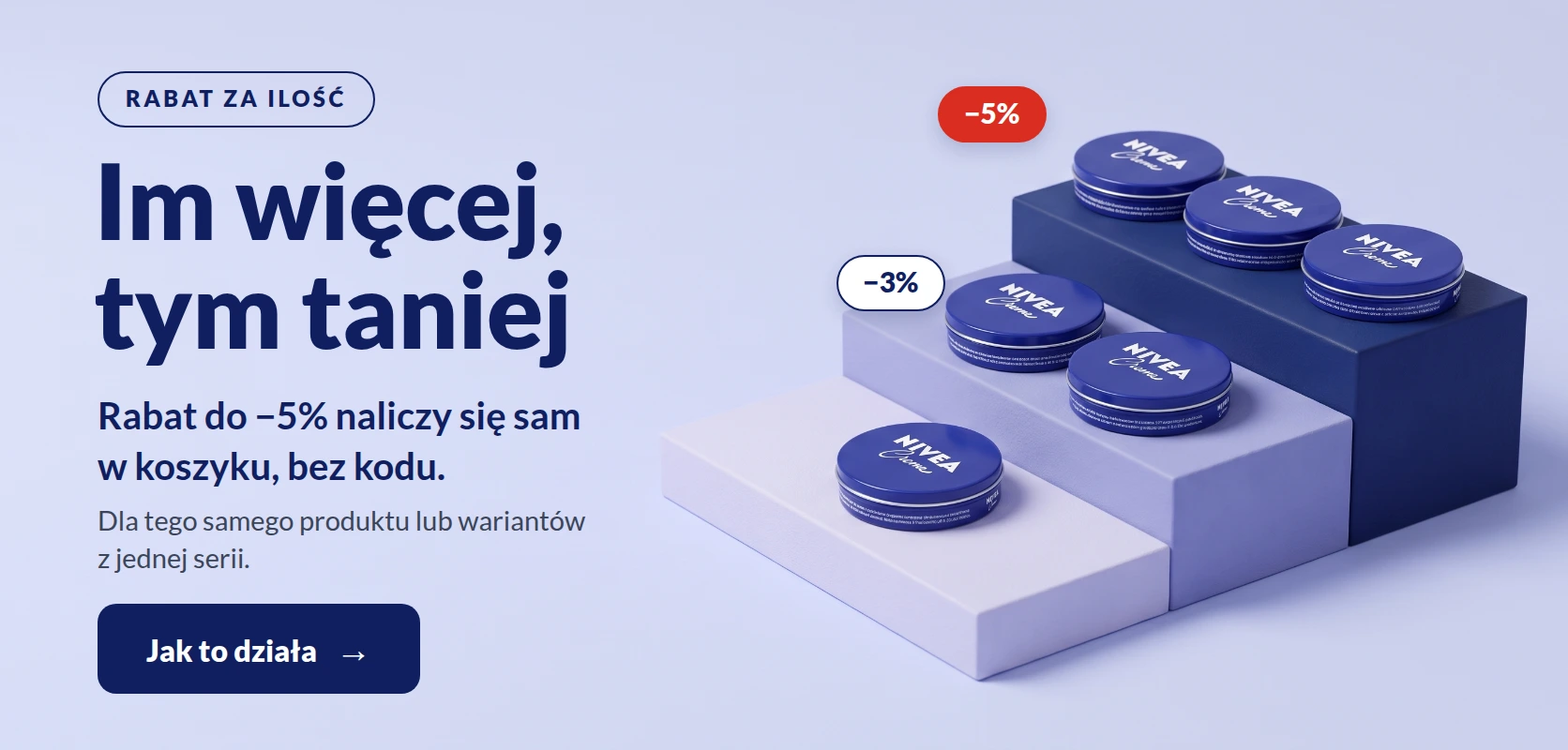 Im więcej, tym taniej. Rabat do −5% naliczy się sam w koszyku, bez kodu.