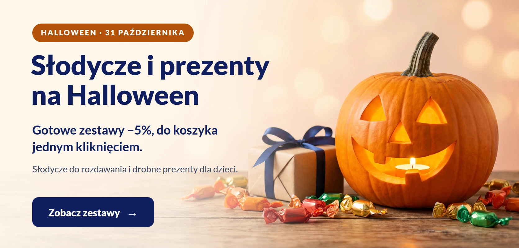 Słodycze i prezenty na Halloween, 31 października. Gotowe zestawy −5%, do koszyka jednym kliknięciem.