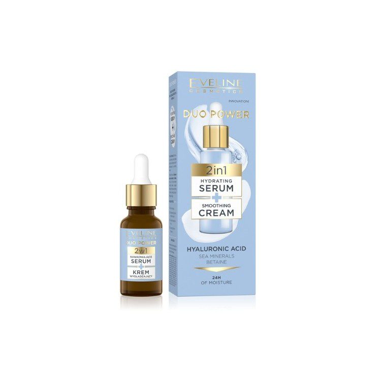 EVELINE Eveline Duo Power 2w1 Nawilżające Serum + Krem wygładzający do twarzy 18 ml - Drogeria Internetowa DrogeriaCoco.pl
