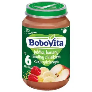 BoboVita Jabłka, banany, maliny z kleikiem kukurydzianym