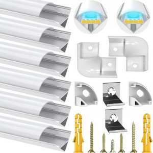 Chesbung Profil Aluminiowy do Taśmy LED z mlecznym Kloszem 6 x1m