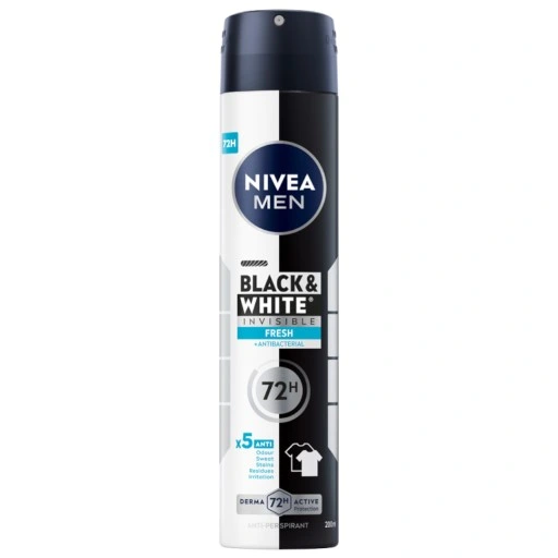 NIVEA MEN NIVEA MEN Black&amp;White Invisible Fresh Antyperspirant w sprayu 200ml - Drogeria Internetowa DrogeriaCoco.pl — Inhaltsstoffe i ocena