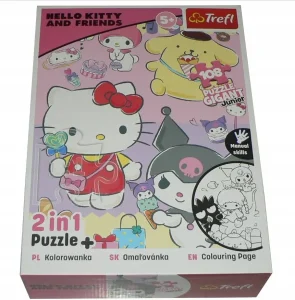 TREFL Puzzle 108 GIGANT JUNIOR Hello Kitty i Przyjaciele 2w1