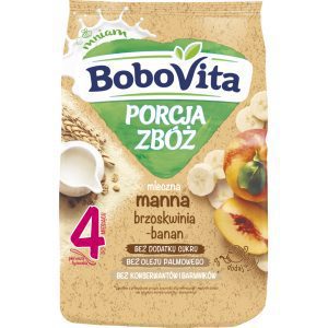 BoboVita Porcja Zbóż kaszka mleczna manna brzoskwinia-banan, po 4. miesiącu