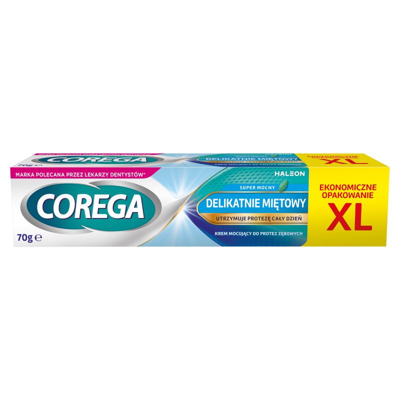 Corega Corega Super mocny krem mocujący do protez zębowych delikatnie miętowy 70g - Drogeria Internetowa DrogeriaCoco.pl