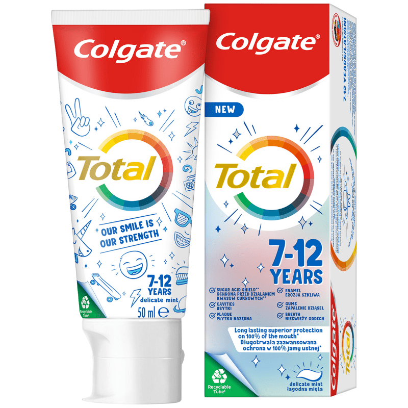 Colgate COLGATE Total Junior 7 - 12 lat Pasta do zębów dla dzieci 50 ml - Drogeria Internetowa DrogeriaCoco.pl — Składniki i ocena