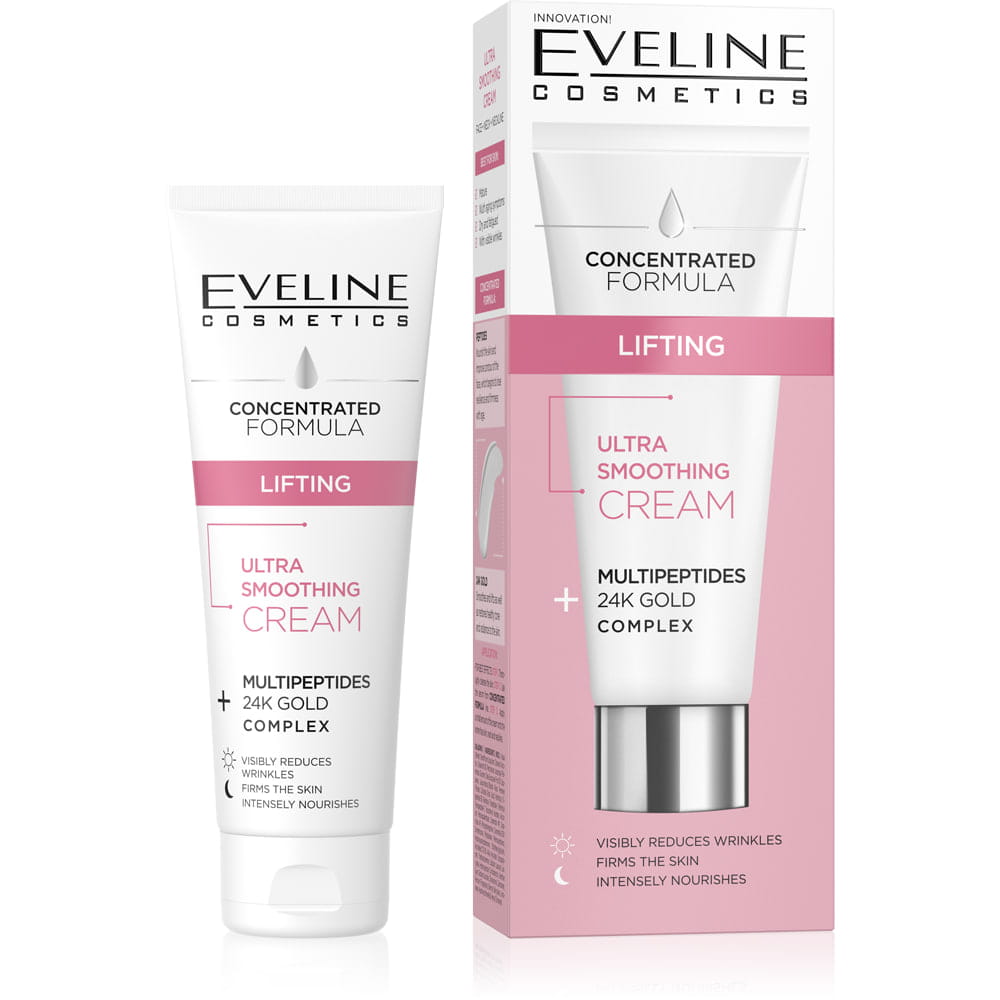 EVELINE Eveline Skoncentrowana Formuła Lifting Ultra Wygładzający Krem Multipeptydy Złoto 24K Kompleks 50ml - Drogeria Internetowa DrogeriaCoco.pl — Inhaltsstoffe i ocena