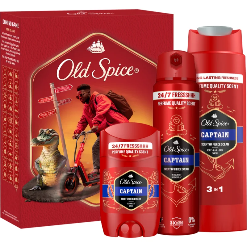 Old Spice Old Spice Capitan Zestaw - Sztyft+Dezodorant spray+Żel - Drogeria Internetowa DrogeriaCoco.pl