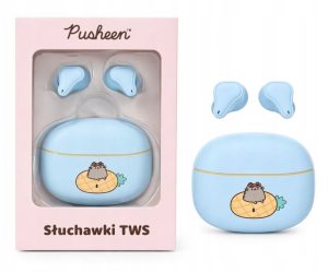 Pusheen Słuchawki bezprzewodowe TWS niebieskie + etui