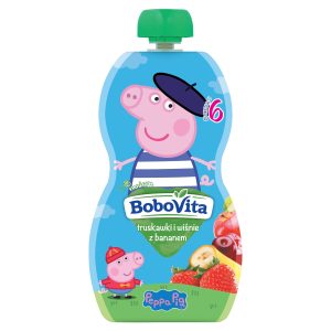 BoboVita Peppa Pig Mus truskawki i wiśnie z bananem po 6