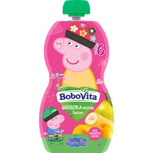 BoboVita Peppa Pig Mus w tubce gruszka z bananem i morelą 6m+ 100g