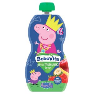 BoboVita Peppa Pig Mus w tubce jabłko i truskawki z bananem
