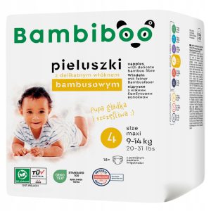 BAMBIBOO Pieluszki z wł&oacute;knem bambusowym 9-14 kg, rozm. 4, 18 szt.