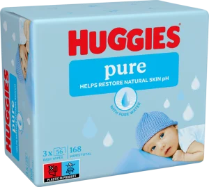HUGGIES Pure chusteczki nawilżane bezzapachowe 3&times;56