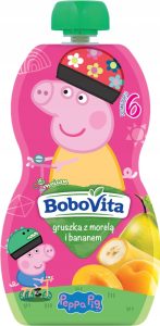 BoboVita mus w tubce gruszka z bananem i morelą 6m+