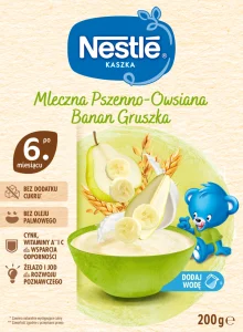 Nestle Kaszka mleczna pszenno-owsiana Banan-Gruszka po 6. miesiącu 200g
