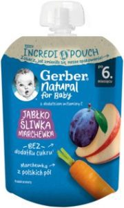 GERBER Natural deserek w tubce jabłko śliwka marchewka 80 g