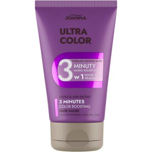 JOANNA Ultra Color maska do włosów, 3 minutowa, koloryzująca, Srebrne, Popielate Odcienie Blond, Fioletowa 100 g