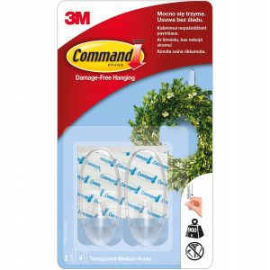 Command 3M Przezroczyste Haczyki średnie 2 szt