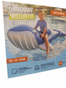 Spokey dmuchany wieloryb dla dzieci – 152 × 76 × 56 cm
