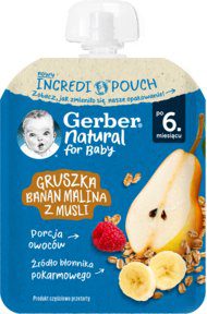 GERBER Natural deserek w tubce gruszka banan