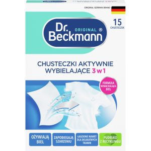 Dr. Beckmann Chusteczki do Prania Aktywnie Wybielające do Bieli 15 sztuk