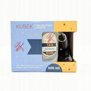 kubek dla taty Tata Pierwsza Klasa 500 ml + breloki