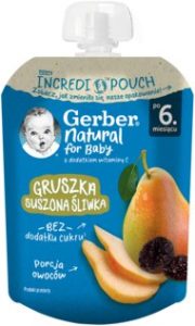 GERBER Natural deserek w tubce gruszka suszona śliwka