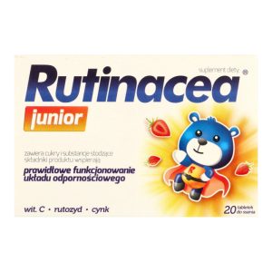 RUTINACEA Junior tabletki do ssania dla dzieci powyżej 3. roku życia, Odporność organizmu, suplememnt diety 20 szt.
