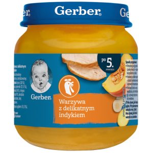 GERBER danie w słoiczku, Warzywa z delikatnym indykiem, po 5. m-cu życia 125 g