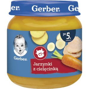 GERBER danie w słoiczku, Jarzynki z cielęciną, po 5. m-cu życia 125 g