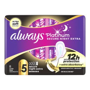 ALWAYS Platinum podpaski higieniczne na noc, ze skrzydełkami, Secure Night Extra 8 szt.