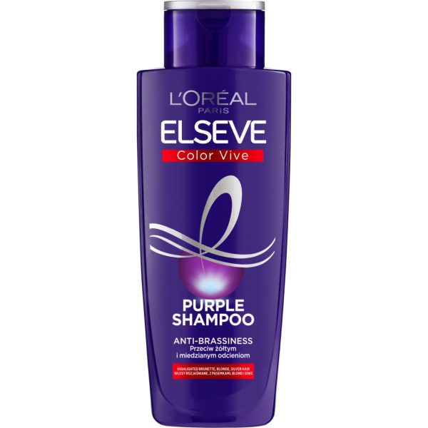 L'ORÉAL PARIS ELSEVE Color Vive Purple szampon do włosów, farbowanych blond i rozjaśnianych neutralizujący żółte i miedziane odcienie 200 ml