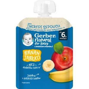 GERBER Natural deserek w tubce, Banan, Jabłko, po 6. m-cu życia 80 g
