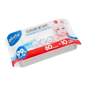 Jednorazowe chusteczki nawilżane AKUKU 70 szt.
