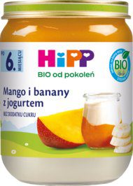 HIPP BIO od pokoleń deserek w słoiczku Mango i Banany z