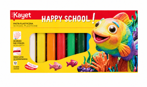 plastelina szkolna Kayet Happy School z brokatem 12 kolorów