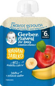 GERBER Natural deserek w tubce, Banan, Jabłko 80 g