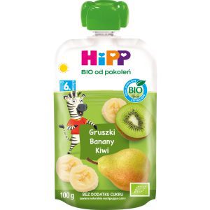 HIPP BIO od pokoleń mus owocowy w tubce, Gruszki, Banany, Kiwi, po 6. m-cu życia 100 g