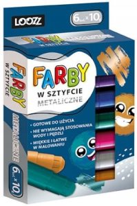 Farby w sztyfcie metaliczne 6 kolorów do szkoły