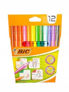 BIC Kids Flamastry Kolorowe 12 szt. Cienka Końc&oacute;wka do