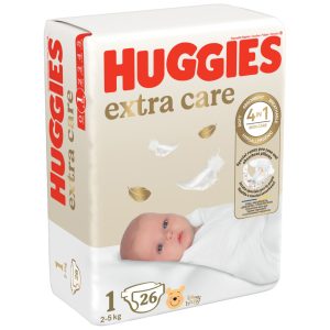 HUGGIES Extra Care pieluchy jednorazowe, 2-5 kg, rozm. 1 26 szt.