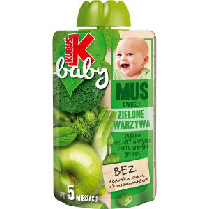 KUBUŚ Baby mus owocowo-warzywny, Jabłko, Zielony Groszek, Koper Włoski, Brokuł, po 5. miesiącu życia 100 g