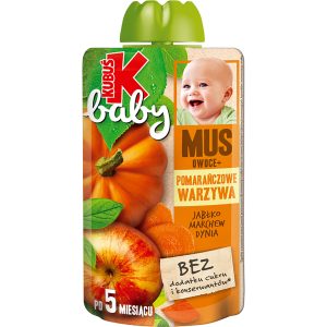 KUBUŚ Baby mus owocowo-warzywny, Jabłko, Marchew, Dynia, po 5. miesiącu życia 100 g