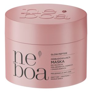 NEBOA Glow Peptide maska do włosów osłabionych, cienkich i zniszczonych, odbudowująca, pielęgnacja anti-age 300 ml