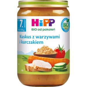 HIPP BIO od pokoleń danie w słoiczku, Kuskus z warzywami i kurczakiem, po 7. m-cu życia 220 g