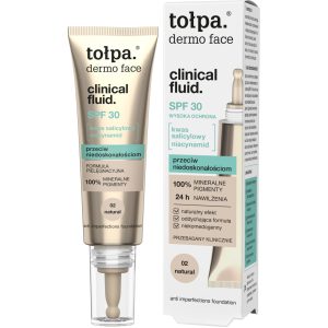 TOŁPA Dermo Face Clinical Fluid. fluid do twarzy, przeciw niedoskonałościom, SPF 30, nr 02 Natural 25 ml