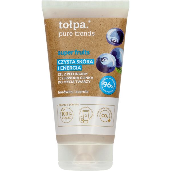 TOŁPA Pure Trends Super Fruits żel-peeling do mycia twarzy, z czerwoną glinką 150 ml