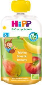 mus owocowy w tubce HiPP Jabłka, Gruszki, Banany