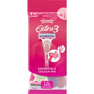 WILKINSON SWORD Extra 3 Essentials Colour Mix maszynki do golenia dla kobiet, 3 ostrzowe 4 szt.